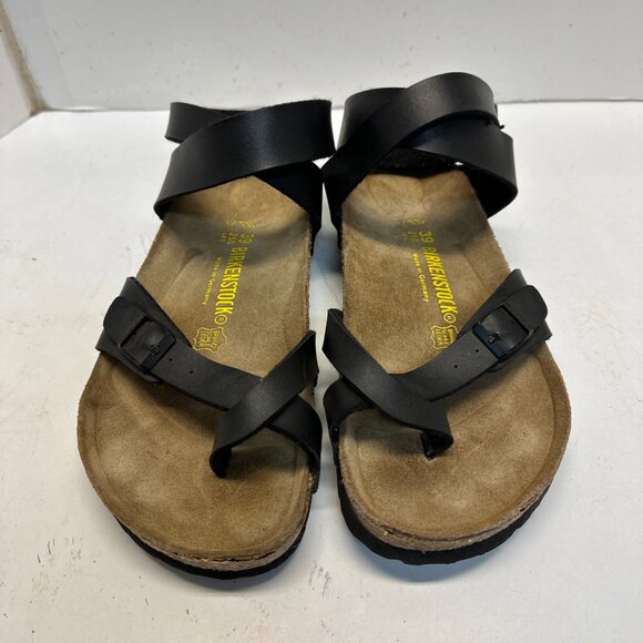 Birkenstock Women’s Yara Leather Size EU 39 US 8 – 8.5 Black Cork Leather - Picture 3 of 13